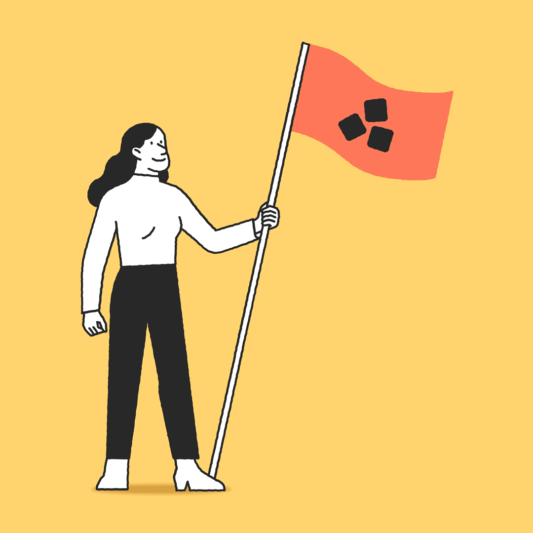 Kvinna som håller i en flagga.