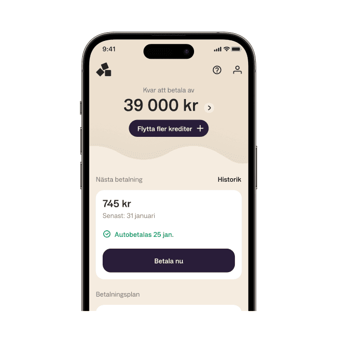 Appskärm från Anyfin-appen